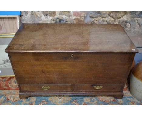 Georgian oak mule chest with hinged top and two drawers raised on shaped bracket feet&nbsp;&nbsp;(no key), 103 x 52 x 58 cm h