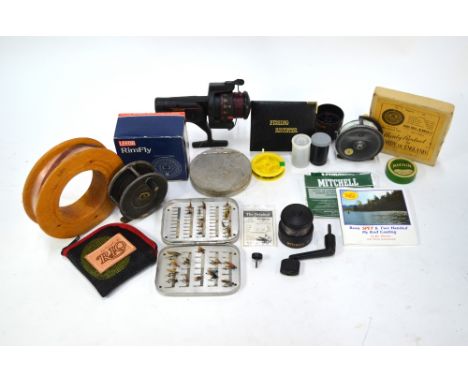 A Hardy Bros Ltd 3.5in fly reel, the 'Uniqua', a vintage 3" fly reel by J Bernard &amp; Son, Jermyn Street a/f, and various o