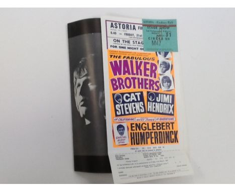JIMI HENDRIX and the Walker Brothers concert programme complete with flyer and seat ticket from the Astoria, Finsbury Park al