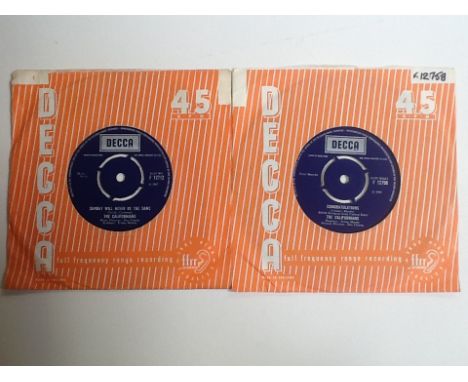 The Californians (2) 7" 45rpm vinyl records "Sunday will never be the same" and "Congratulations", Decca (both) VG++