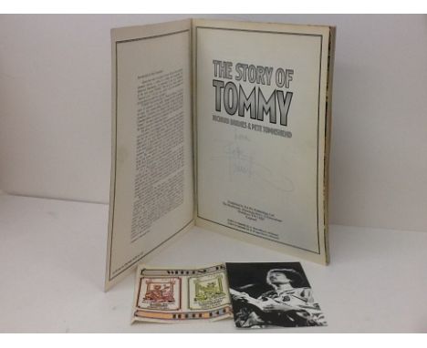 Pete Townsend "Story of Tommy" book, No C.O.A. bearing the signature (unauthorized) together with "Isle of Wight" ticket from