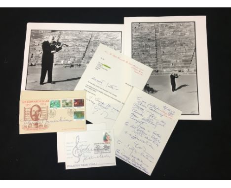 YEHUDI MENUHIN: A collection of material relating to Yehudi Menuhin including four signed First day Cover envelopes circa 198
