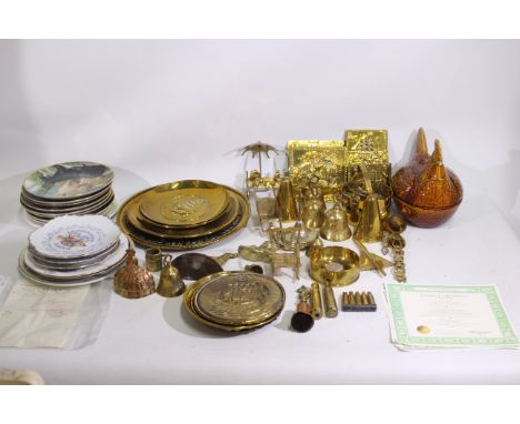Trench Art - Brass - Franklin Mint - Porcelain Plates. A quantity of Franklin Mint Collector Plates with Certificates. ITems 