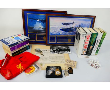 A mixed lot to include Liverpool Football Club replica shirt, books, Dambusters commemorative montage and other. [W]