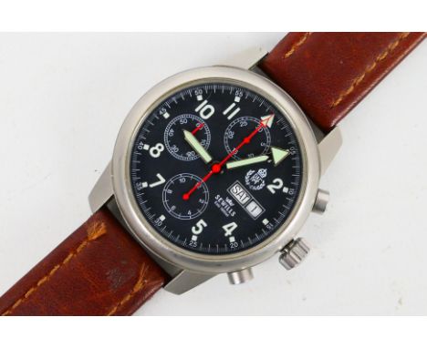 A Sewills RAF Battle Of Britain gentleman's chronograph on brown leather strap. [W]