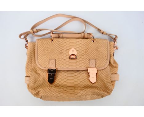 Mulberry - a nude coloured Mulberry handbag and shoulder strap, labelled with markers, receipt and care instructions inside z