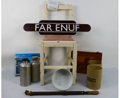 Pearsons of Chesterfield - Tower Brand - Chair - Sign - Pump. A miscellany of items including  a child's chair from 1954, 'Fa