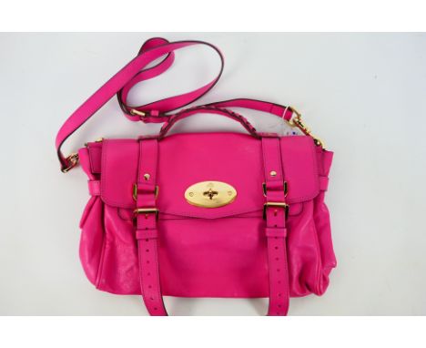 Mulberry - a Raspberry (hot pink) Mulberry handbag and shoulder strap (soft Buffalo L150), labelled with markers, receipt and