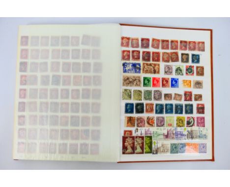 Philately - A stock book containing a small quantity of postal history, large quantity of 1d reds, Penny Black, 1d lilacs and