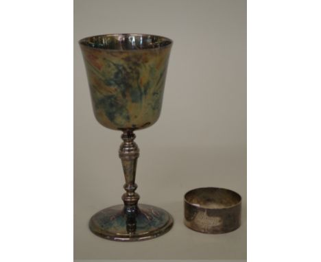 A silver goblet, by C J Vander Ltd,&nbsp;London 1978, 13.5cm high; together with a plain silver napkin ring, 189g. 