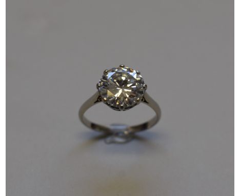 A 4.2ct brilliant cut diamond and platinum ring, colour G/H, clarity VS1/VS2, with accompanying certification. 