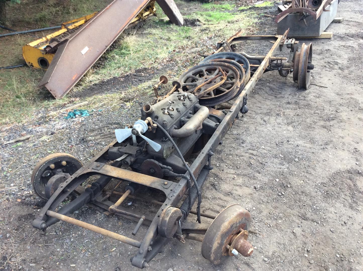Morris rolling chassis complete with 4 cylinder engine and gearbox