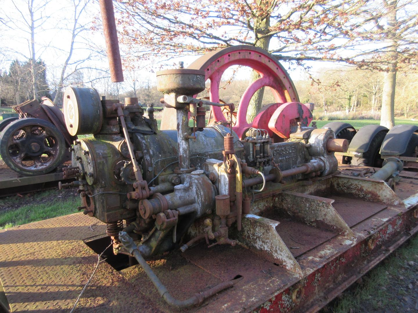 Crossley HDE11 single cylinder, single flywheel horizontal, open crank gas stationary engine No.