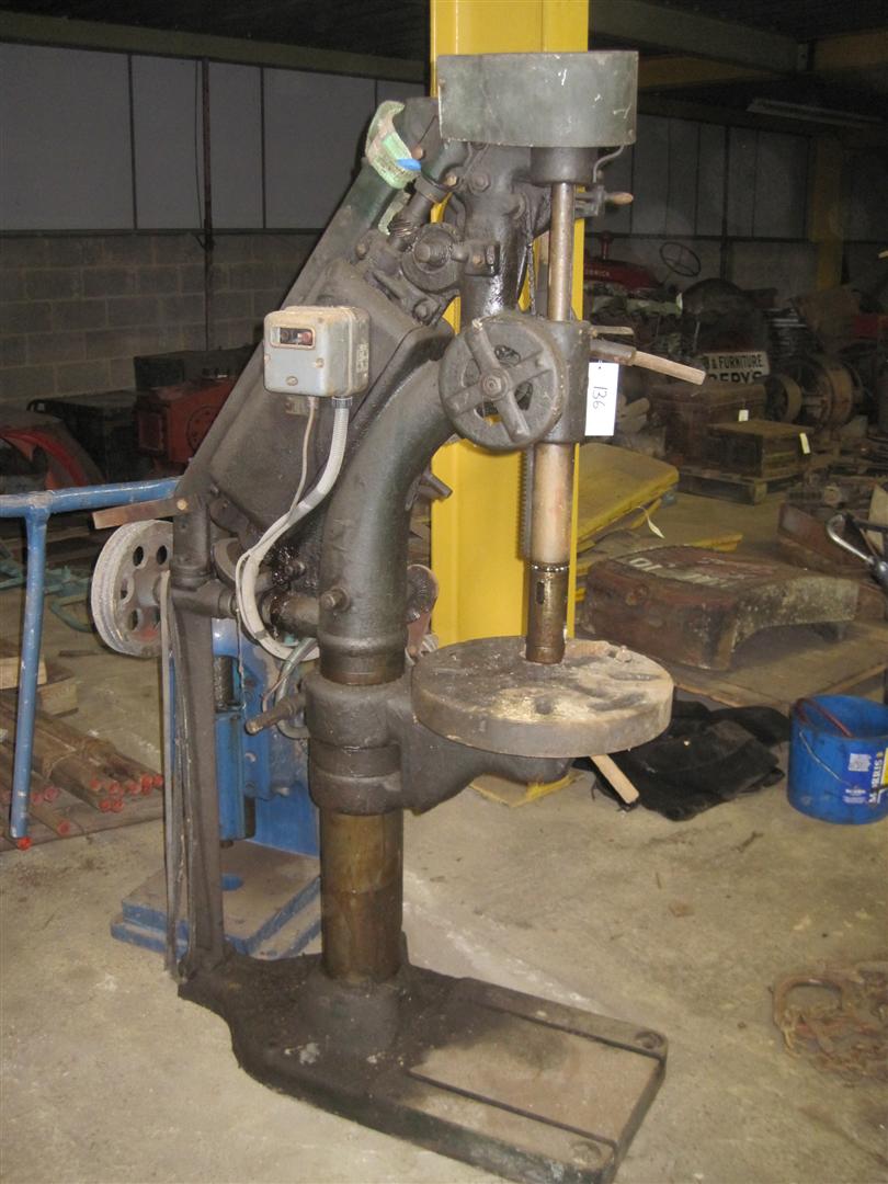 Vintage pillar drill from the Barnes Drill Co. 6ft tall approx
