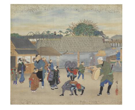 UTAGAWA HIROSHIGE II (1826-1869)Edo period (1615-1868), probably mid 19th century Two album leaves, in ink, colour and kirika