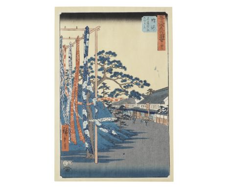 UTAGAWA HIROSHIGE (1797-1858)Edo period (1615-1868), dated 1855 and 1857Four oban tate-e prints; the first of  Yamashita-cho 