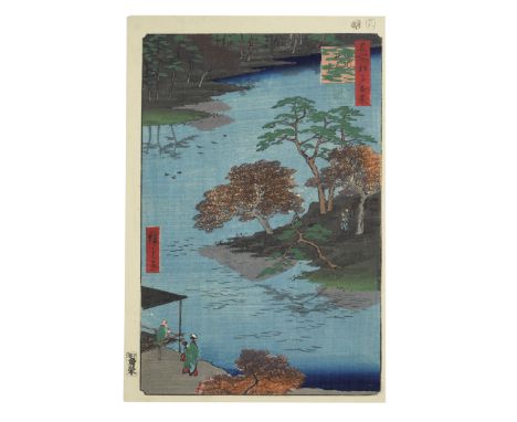 UTAGAWA HIROSHIGE (1797-1858)Edo period (1615-1868), dated 1857An oban tate-e print of Ukeji Akiba no keidai  (Inside the Pre