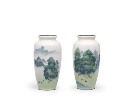 ATTRIBUTED TO THE ANDO JUBEI COMPANYA Pair of Cloisonné-Enamel Musen Baluster Vases Meiji era (1868-1912), late 19th/early 20