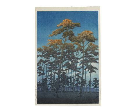 KAWASE HASUI (1883-1957)Showa era (1926-1989), dated 1930An oban tate-e print, titled along the left margin Omiya Hikawa Koen