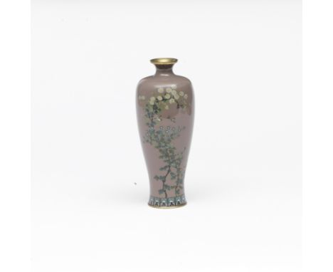 OTA KICHISABUROA Cloisonné-Enamel Slender Vase Nagoya, Meiji era (1868-1912), late 19th/early 20th centuryWorked in silver wi