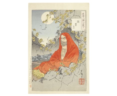 TSUKIOKA YOSHITOSHI (1839-1892)Edo period (1615-1868), dated 1886An oban tate-e print of Hasuo no tsuki (The Moon through a C