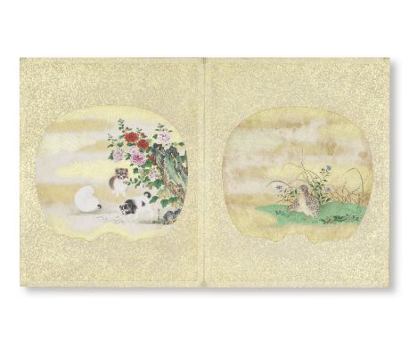AN ALBUM OF 24 FAN PAINTINGSEdo period (1615-1868), mid 19th centuryComprising 24 leaves in uchiwa (non-folding) fan format, 