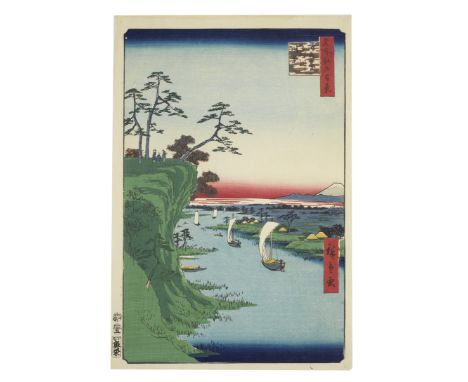 UTAGAWA HIROSHIGE (1797-1858)Edo period (1615-1868), dated 1856An oban tate-e print of Konodai Tonegawa fukei  (Views of Kono