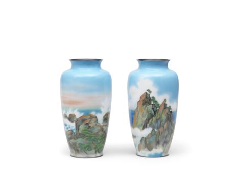 GONDA HIROSUKE (1865-1937)A Pair of Cloisonné-Enamel Baluster Vases Taisho (1912-1926) or Showa (1926-1989) era, 20th century