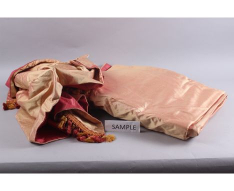 Two pairs of shot silk curtains, interlined with pelmets, 102" drop x 44" wideCondition:Pretty good condition, no visible iss