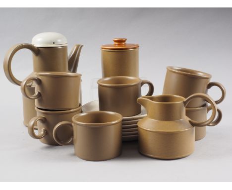 A Midwinter brown glazed "Stonehenge" pattern coffee set 