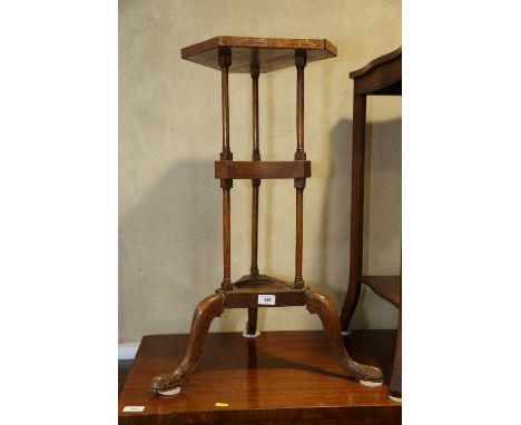 An Edwardian ash towel rail, a two-tier serpentine top occasional table, 17" wide x 17" deep x 28" high, and a 19th century t