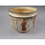 A Doulton "Falstaff and Anne Page" jardiniere, 7 1/4" high (crazed interior)