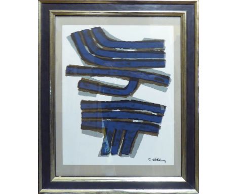 RAOUL UBAC 'Composition', 1965, original lithograph printed by Arte Adriene Maeght, Paris, plate signed, 48cm x 27.8cm, frame