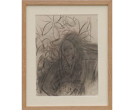 HENRI MATISSE 'Seated Woman with Flowers - N1', 1943, rare collotype,  printed by Martin Fabiani, Edition: 30,  32cm x 25cm, 