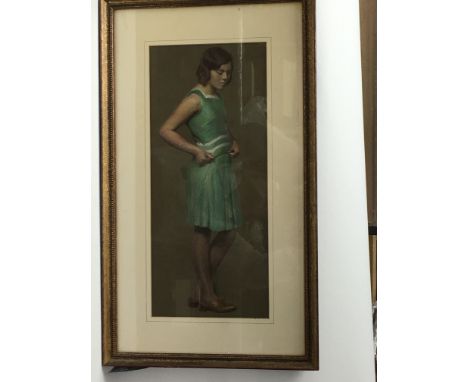 A framed pastel portrait of a young lady. The portrait is measuring Approximately 39.5cm x 67cm.