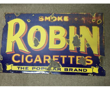 Vintage enamel sign for “Robin” cigarettes