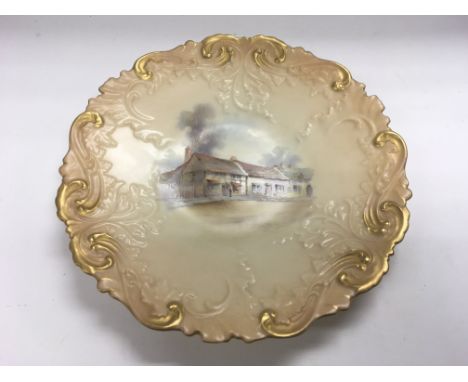 A Royal Worcester plate of Shakespeare's birthplace, approx diameter 22cm.