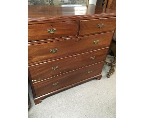 A mahogany chest of drawers fitted with two short and three long drawers on bracket feet, approx 110 x 55 cm - NO RESERVE