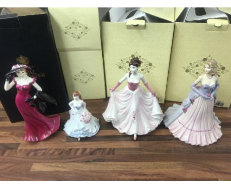 three boxed coalport figurines together with a royal worcester figurine