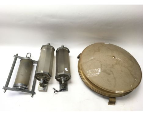 A collection of Art Deco light fittings. Some broken.