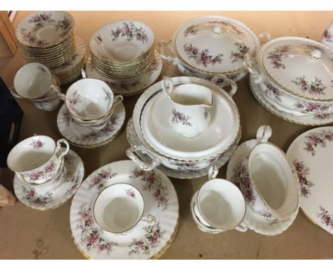 A Royal Albert Lavender rose tea/ dinner service including tureens plates bowls cups and saucers.