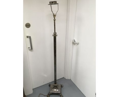 An early 20th century silver plated vintage telescopic standard lamp, which has been retrofitted with electric. Approximately