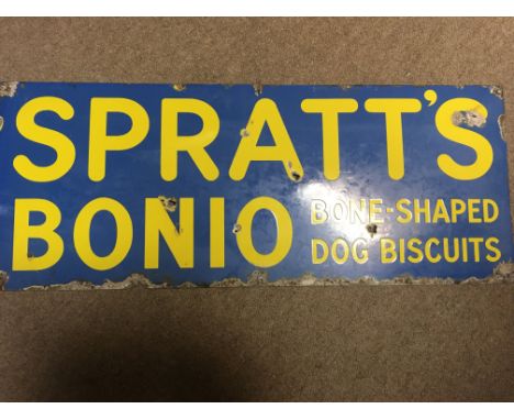 Vintage enamel sign for “Spratts bonobo dog biscuits”