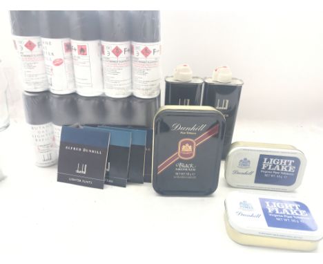 A Collection of Dunhill Smoking Gas Refills. lighter Fluid Tobacco and Flints. All new.