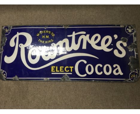Vintage enamel sign for “Rowntrees Elect Cocoa”