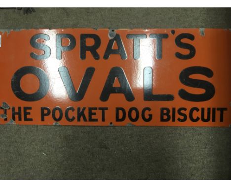 Vintage enamel sign for â€œSpratts oval dog biscuitsâ€