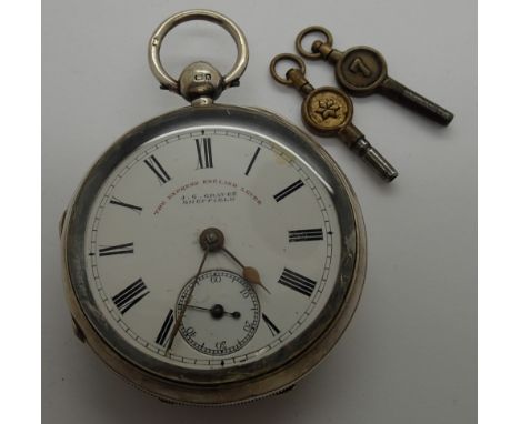 Antique 1900 sterling silver Express English lever pocket watch with keys, by J.G Graves of SheffieldCondition Report: Item i