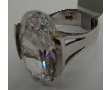 Large cubic zirconia set vintage ring size M/N 