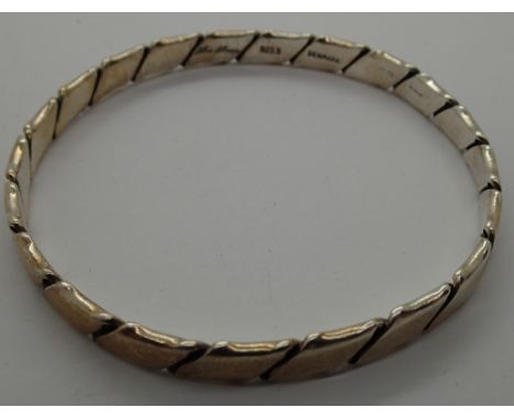 Hans Hansen Vintage Danish sterling silver fish bone solid bangle, fully hallmarked c1974 D: 38 mm 23gCondition Report: There