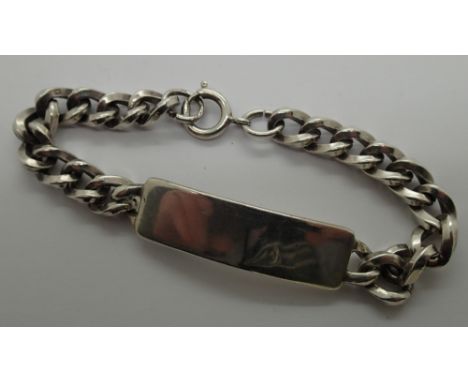 Gents vintage sterling silver ID curb bracelet 